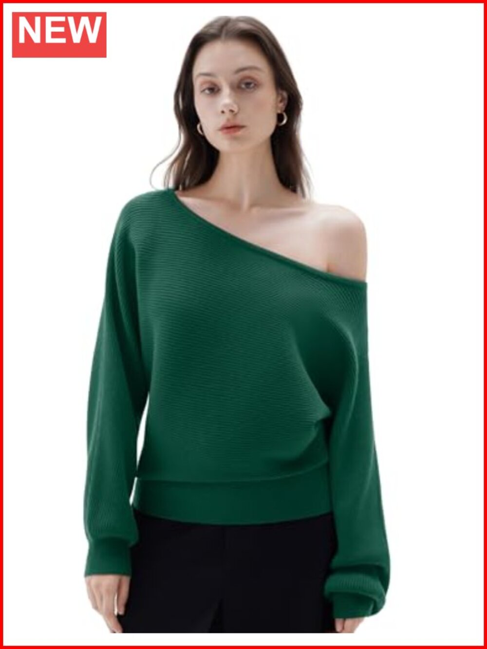 Women's Cashmere Blend Oversized Off Shoulder Sweater Boat Neck Long Sleeve